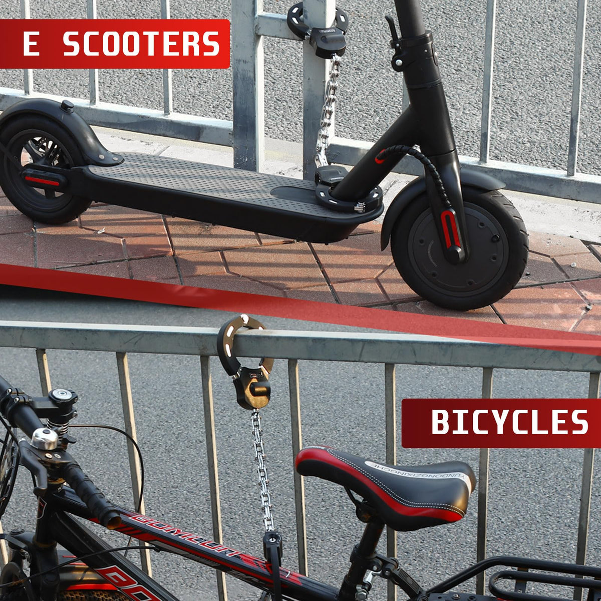 Mezelon Candado Patinete Electrico, Bicicleta antirrobo, Candado de Bicicleta, Scooter Electrico con Bolsa Impermeable, Negro